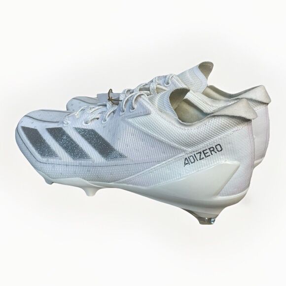 Adidas Adizero Electric Men Sz 8.5 White Silver Metallic IE4374 Football Cleats